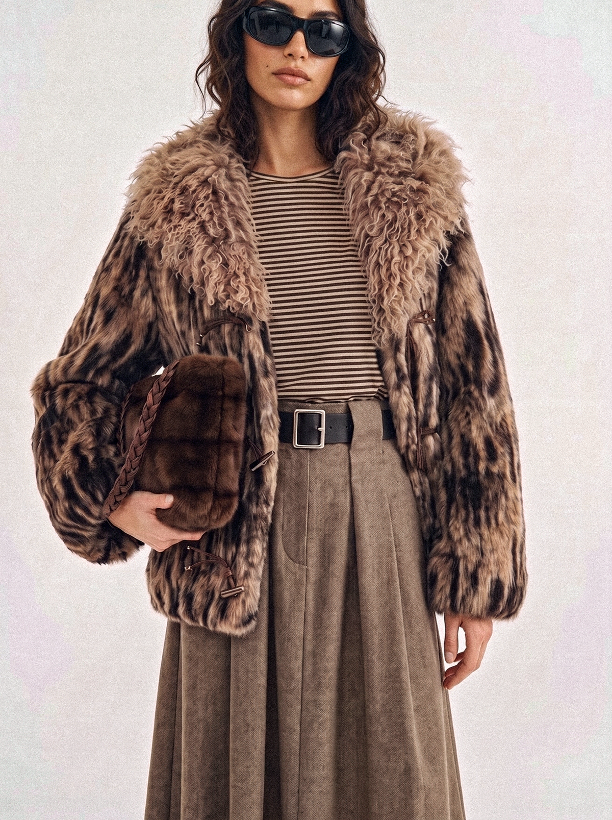 Giacca in ecopelliccia maxi collo Mogolia