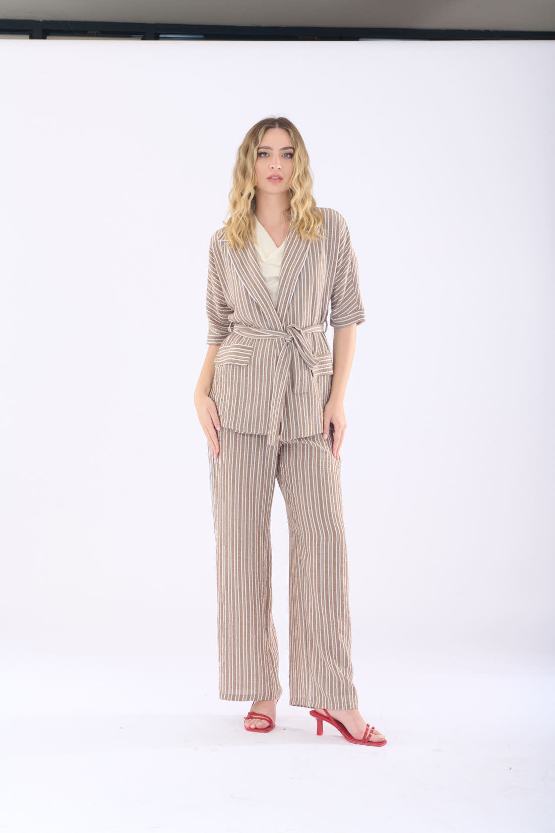Pantalone righe inserto tombolo