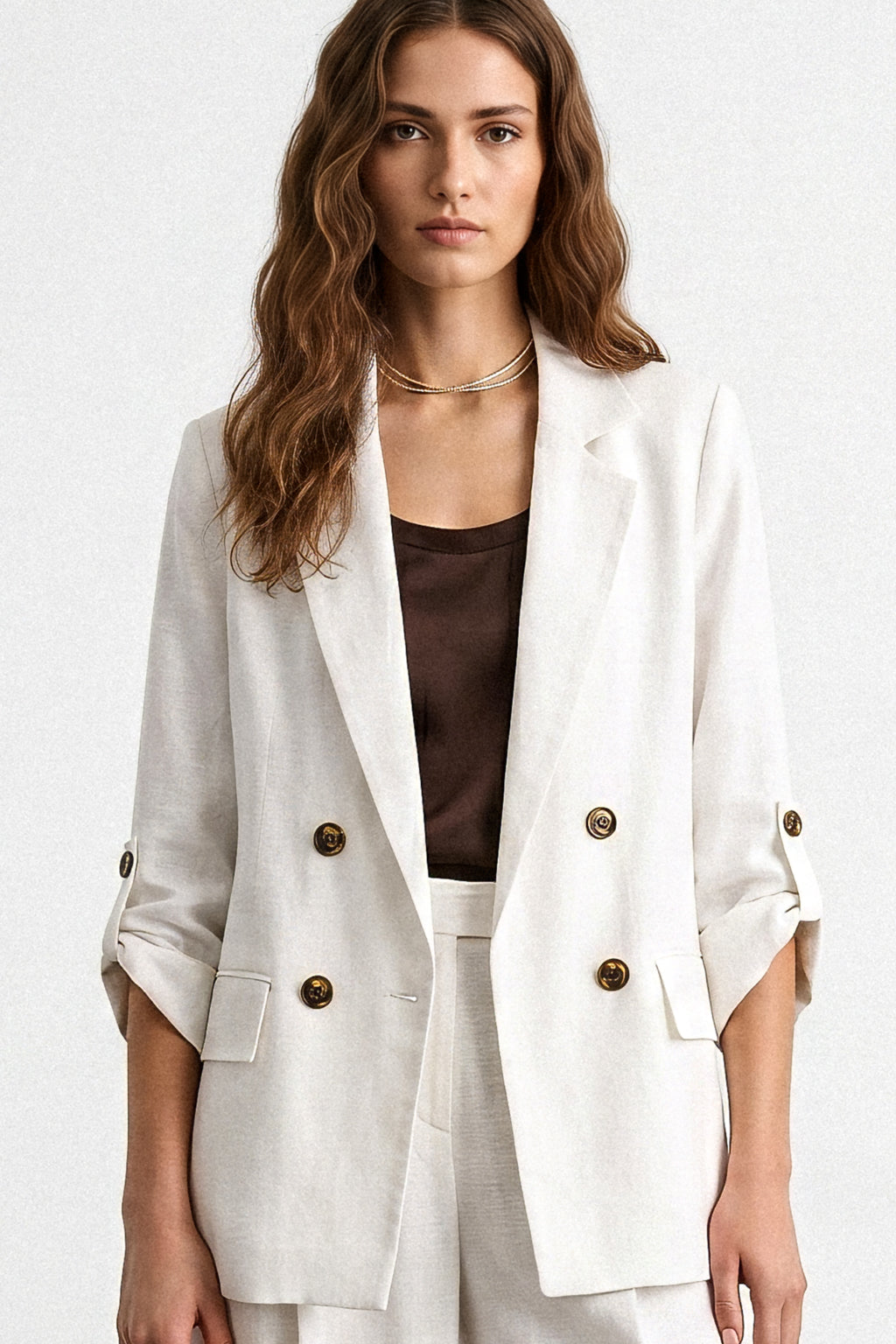 Blazer lino finta abbottonatura