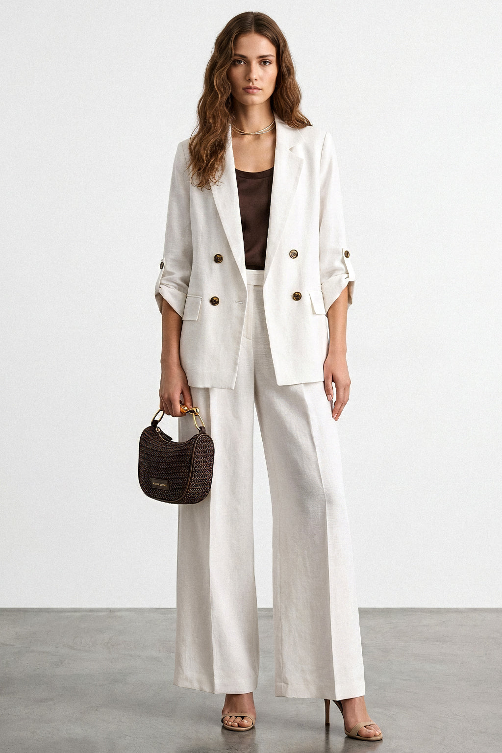 Blazer lino finta abbottonatura