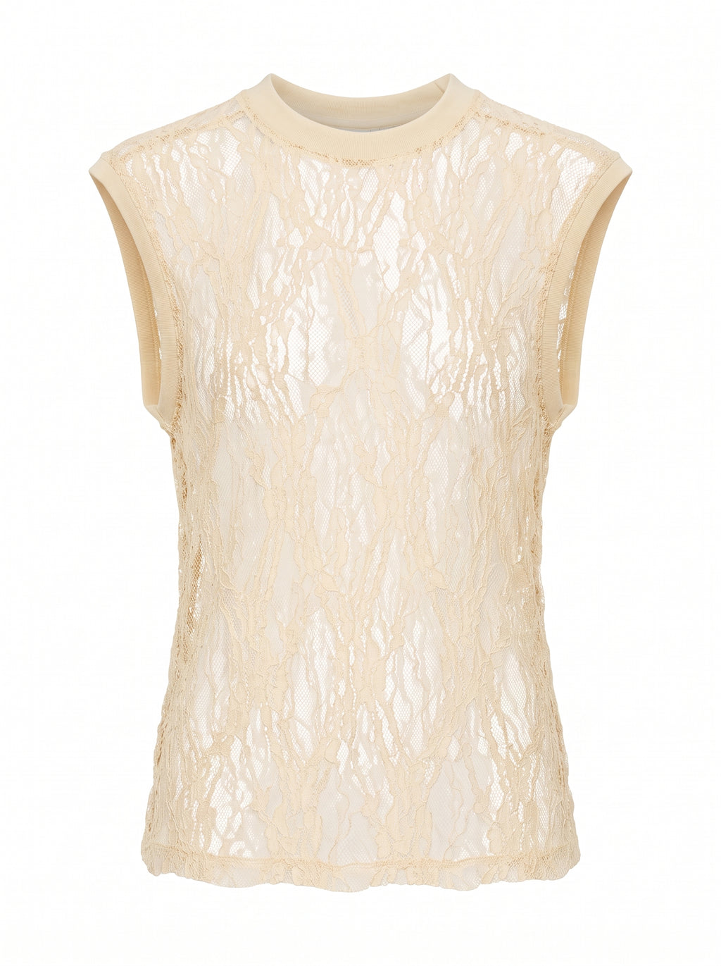 Top smanicato pizzo stretch