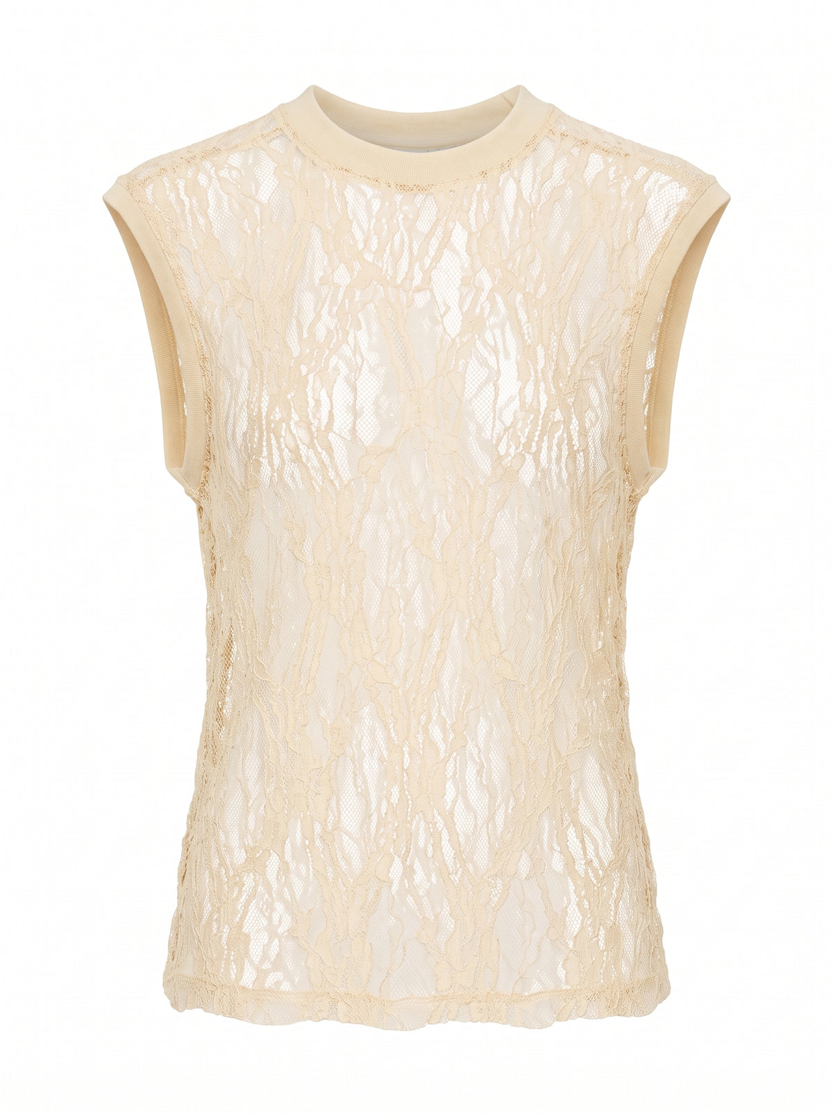 Top smanicato pizzo stretch