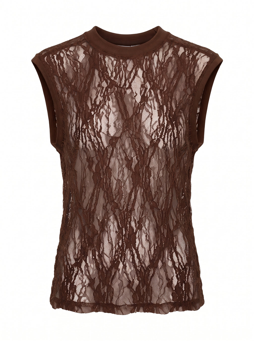 Top smanicato pizzo stretch