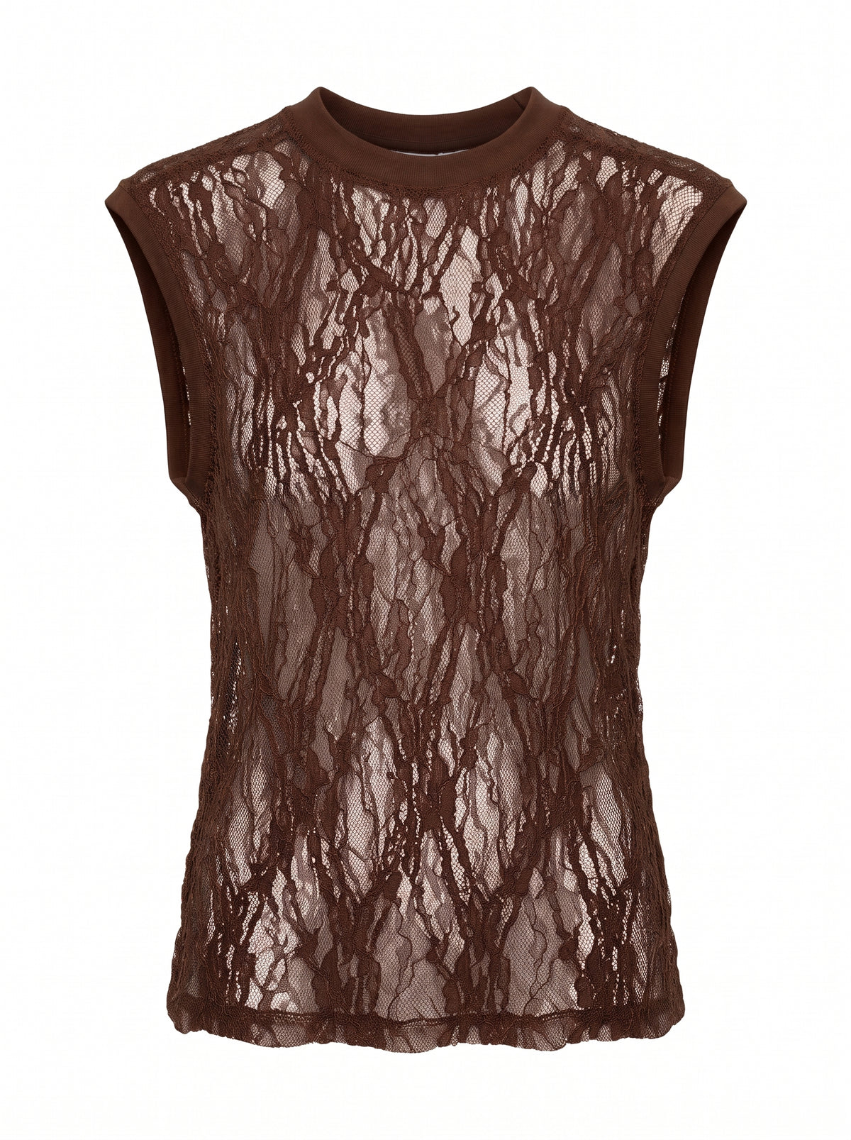 Top smanicato pizzo stretch