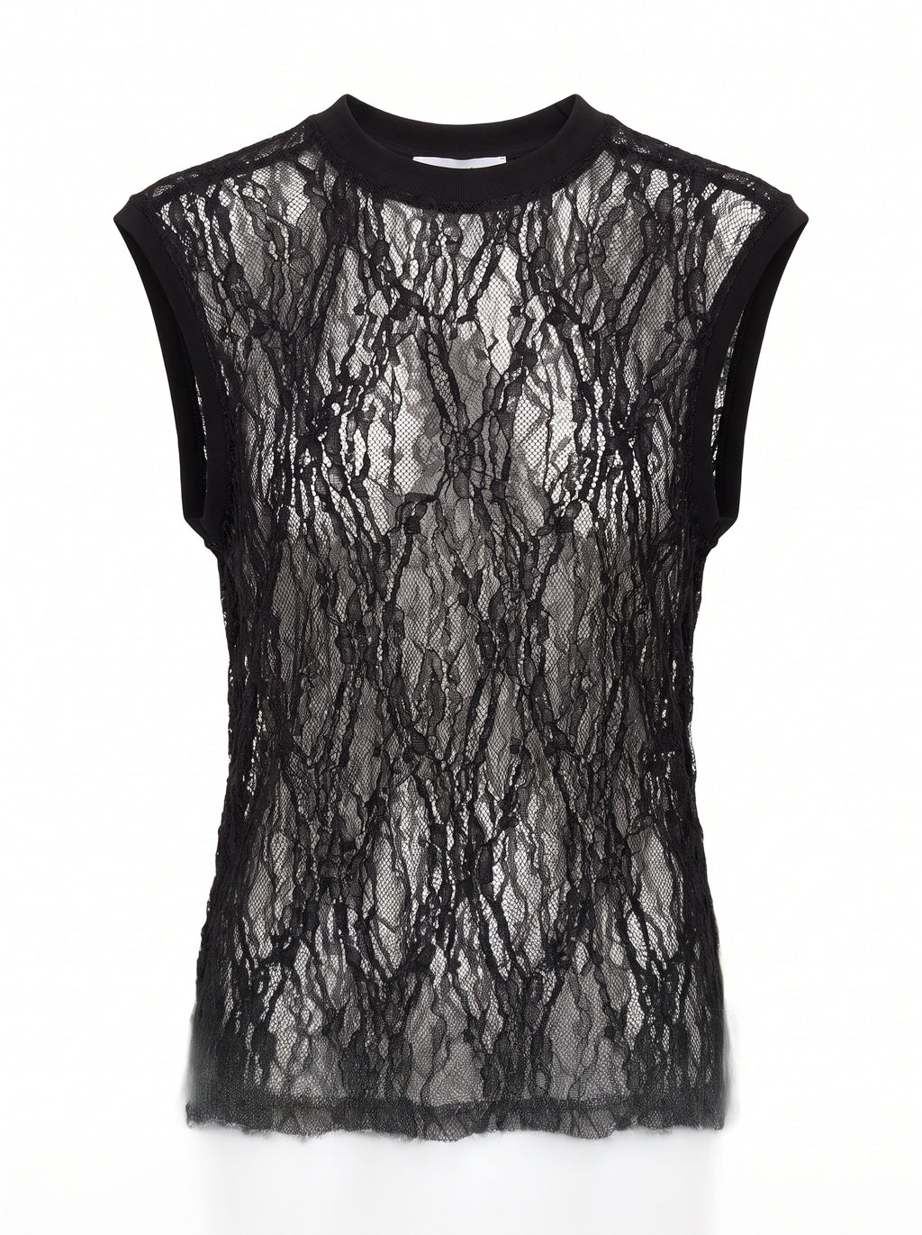Top smanicato pizzo stretch