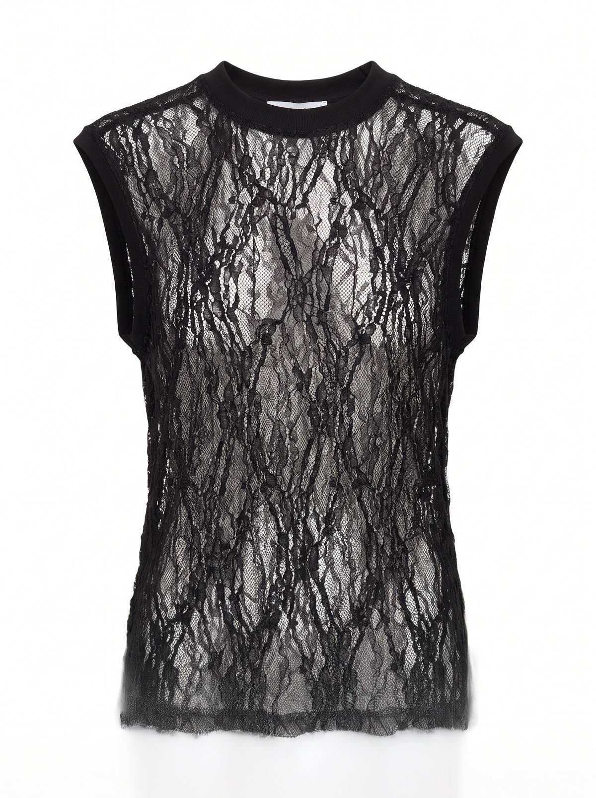 Top smanicato pizzo stretch