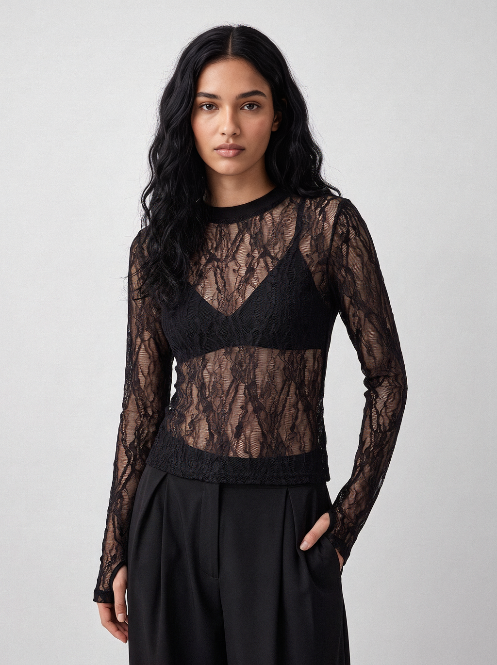 Maglia in pizzo stretch
