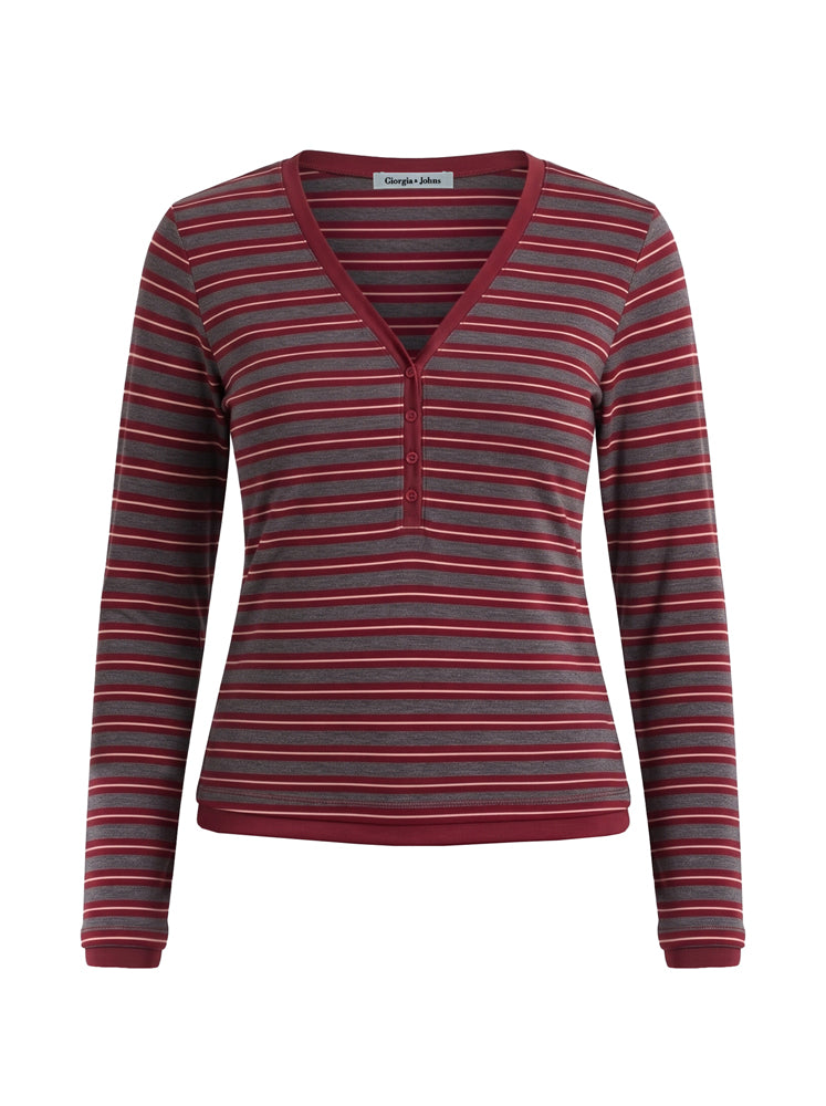 Maglia Henley scollo V riga