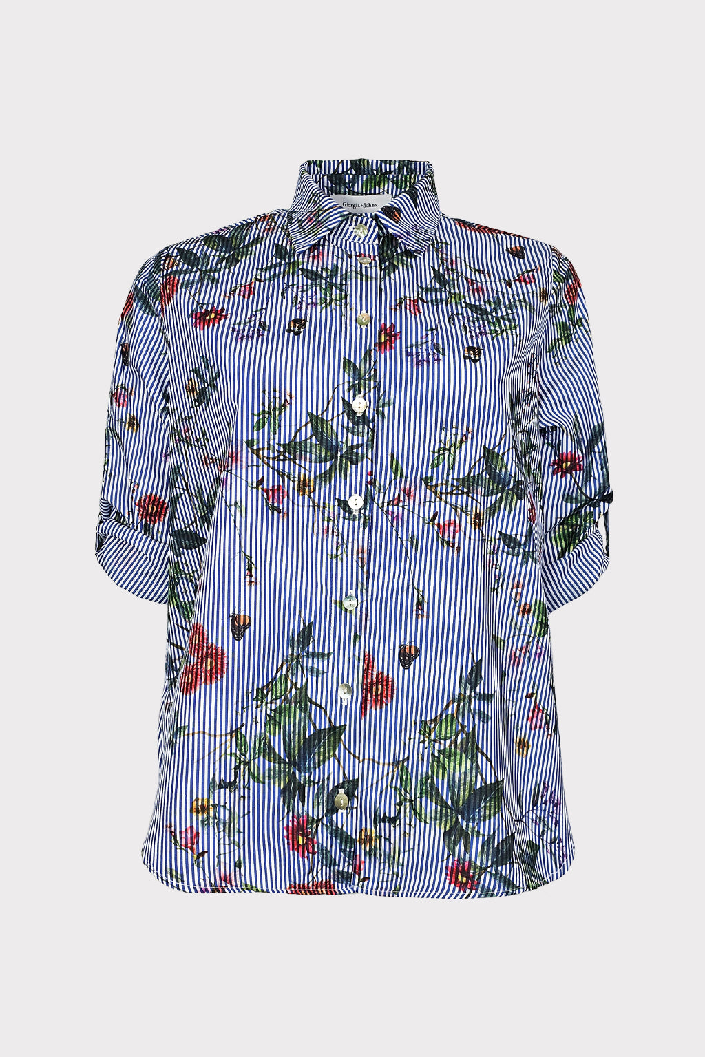 Camicia stampa riga e fiore