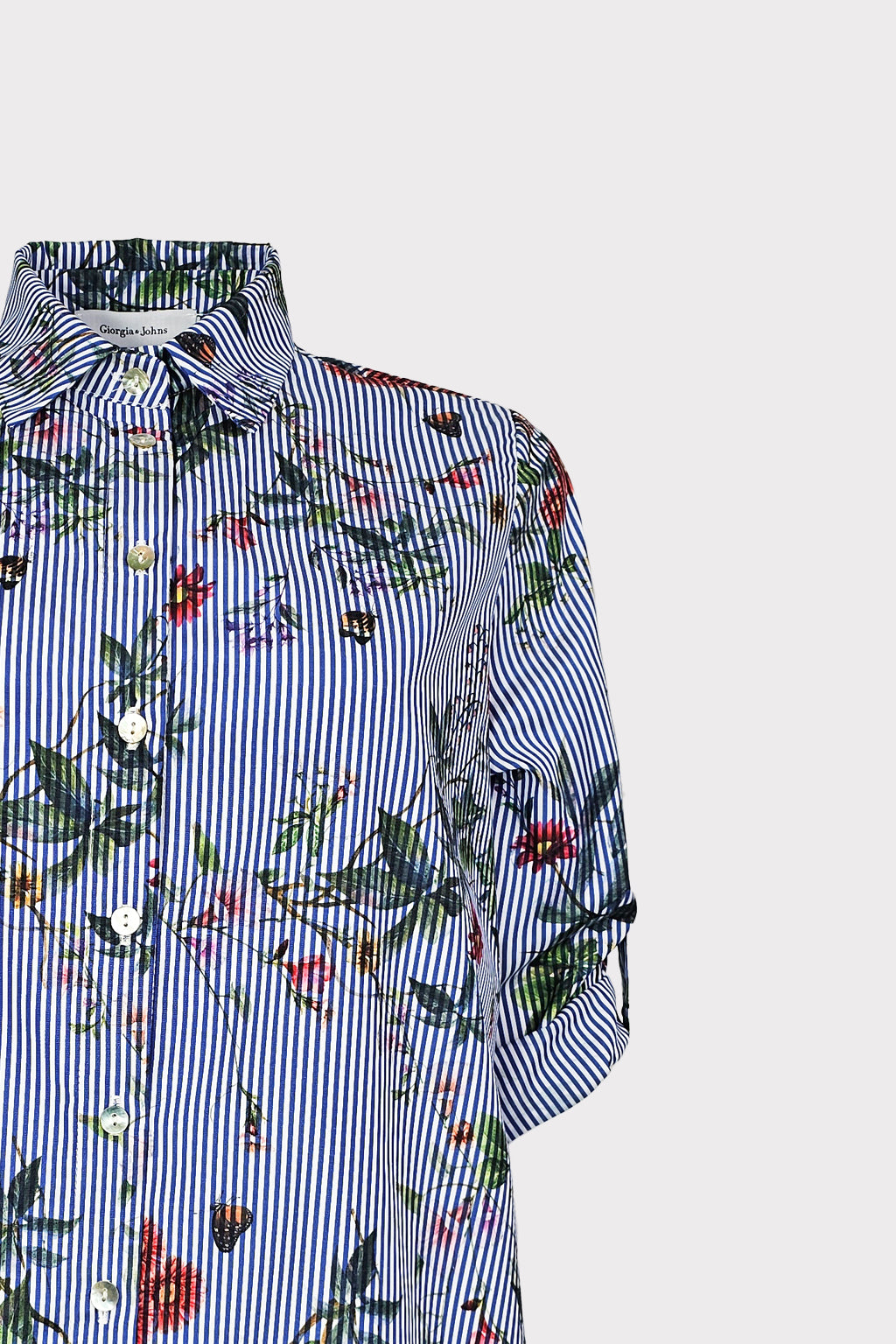 Camicia stampa riga e fiore