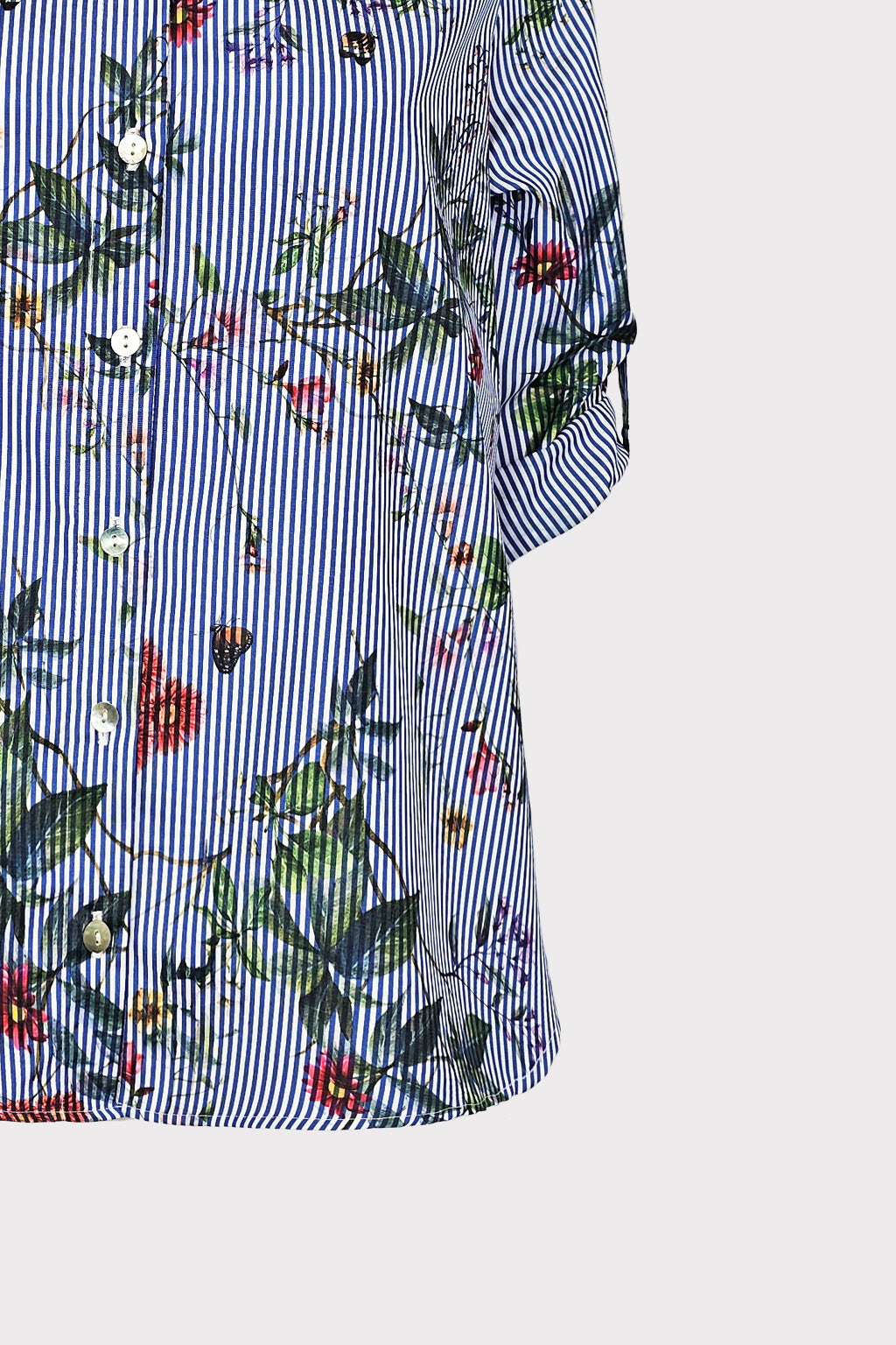 Camicia stampa riga e fiore