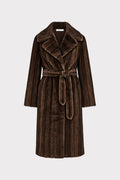 Cappotto lungo in eco-pelliccia con cintura
