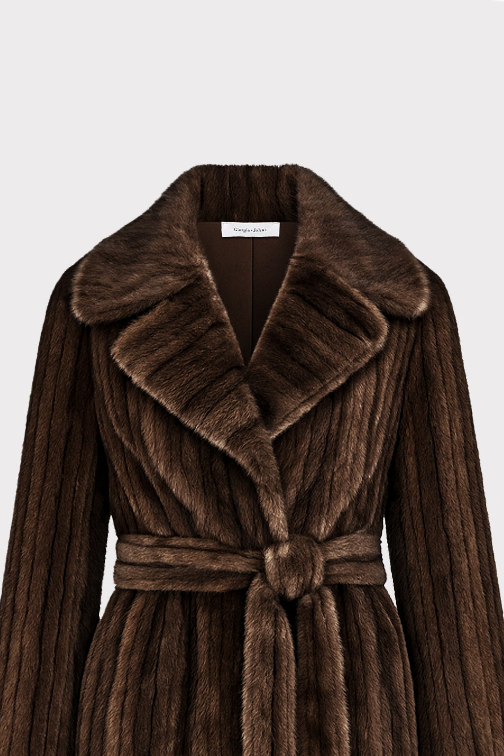 Cappotto lungo in eco-pelliccia con cintura
