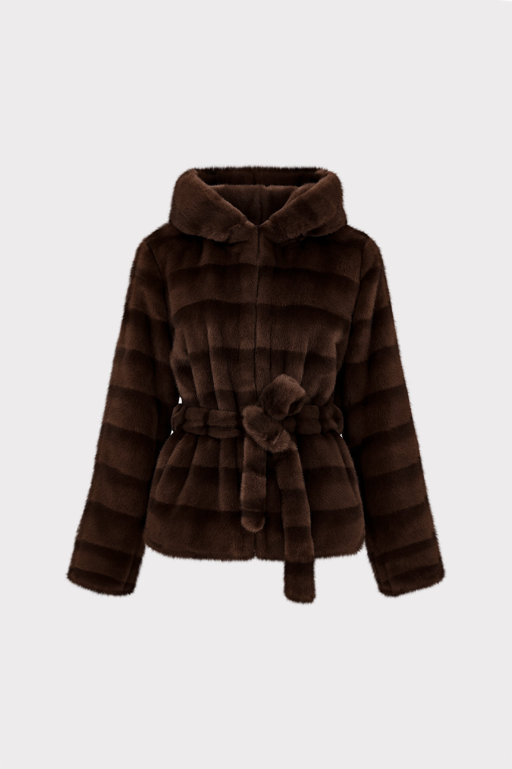 Cappotto in eco-pelliccia con cintura