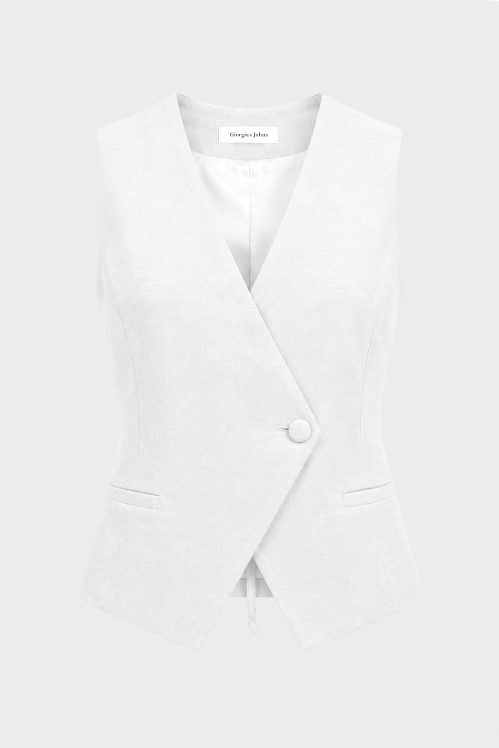 Gilet lino asimmetrico