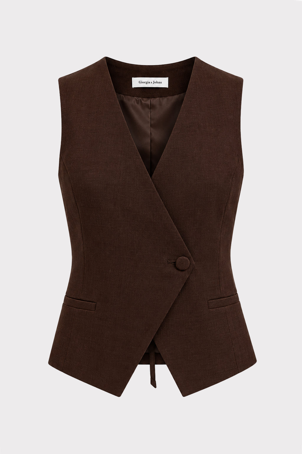 Gilet lino asimmetrico