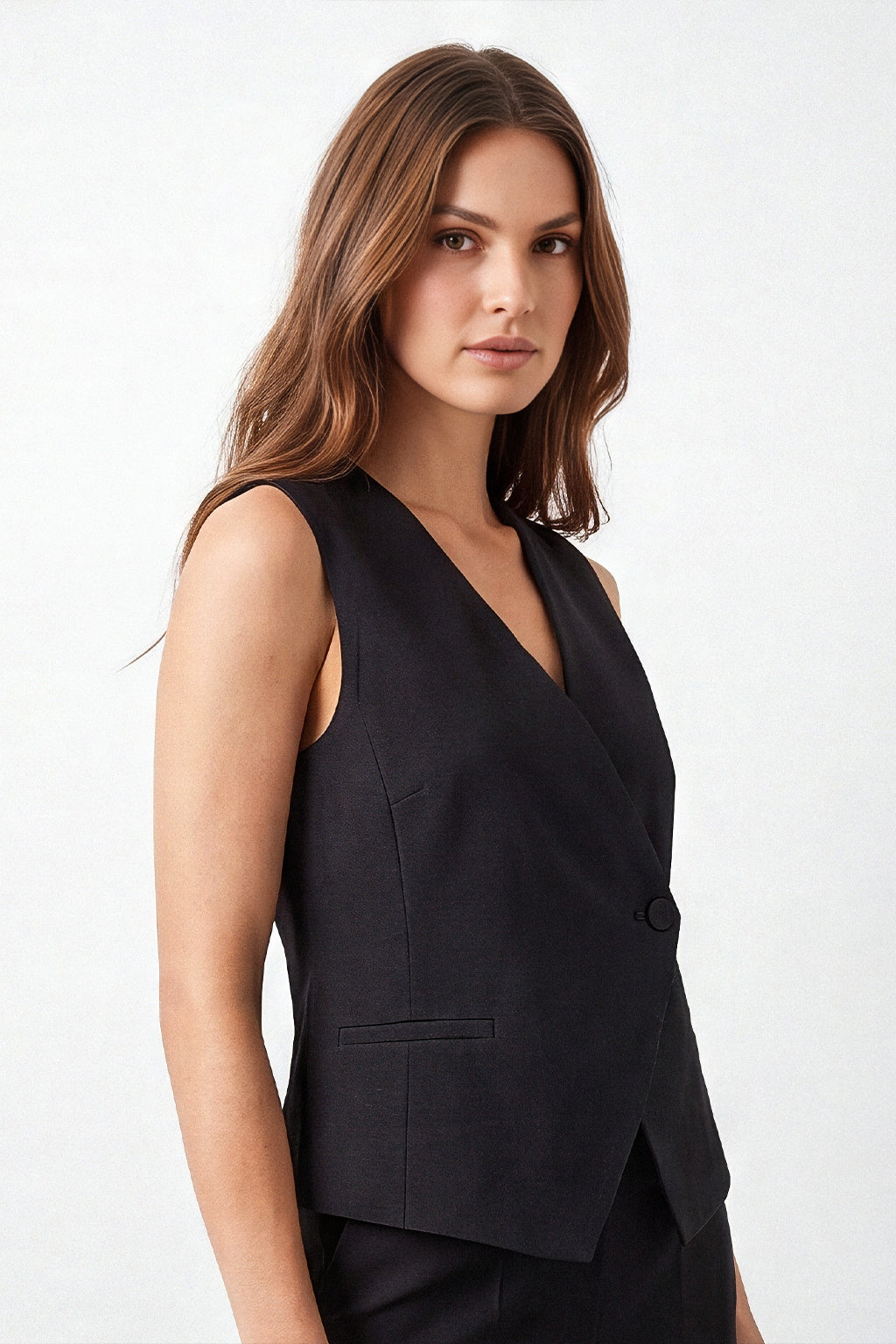 Gilet lino asimmetrico