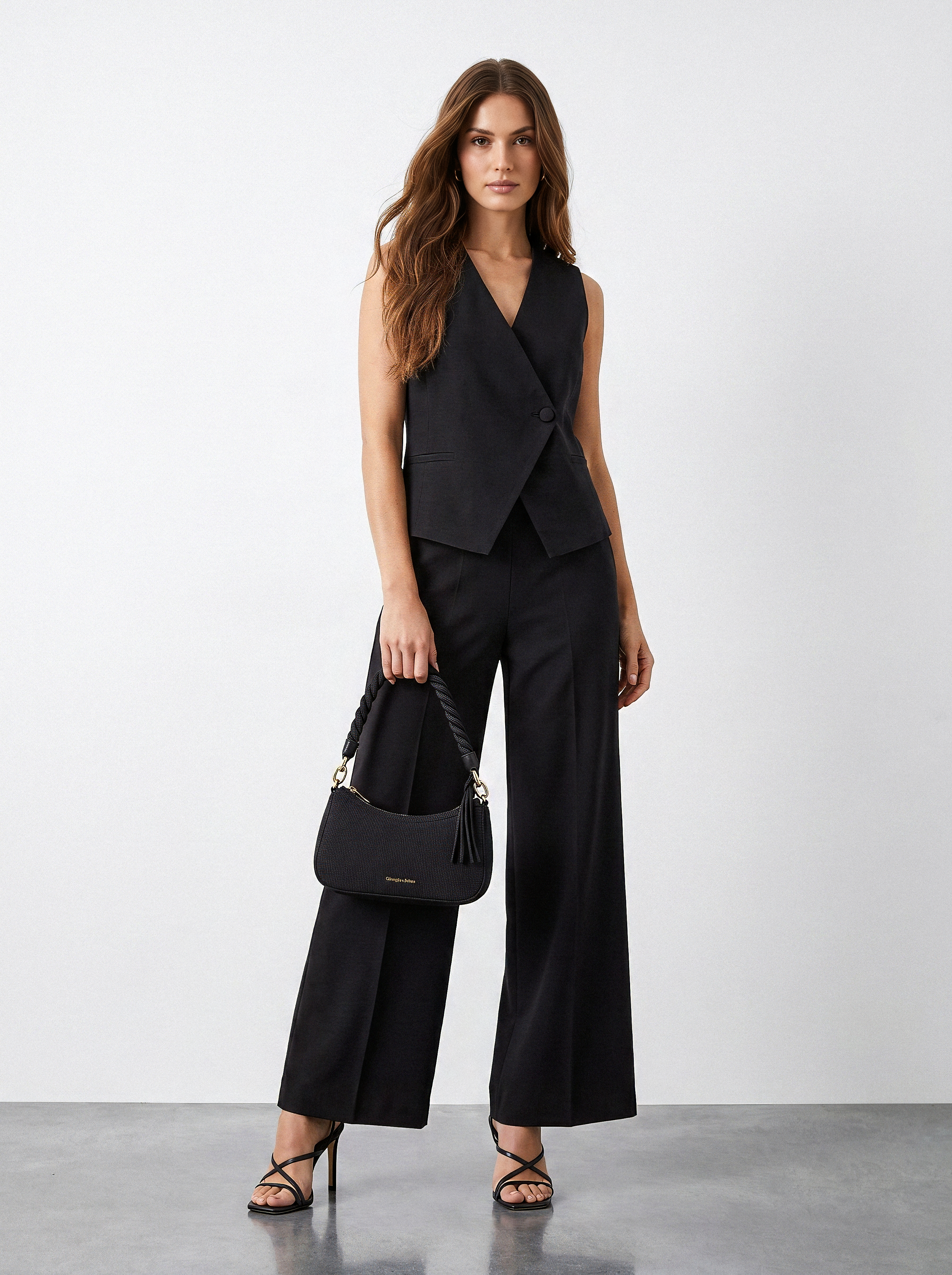 Gilet lino asimmetrico