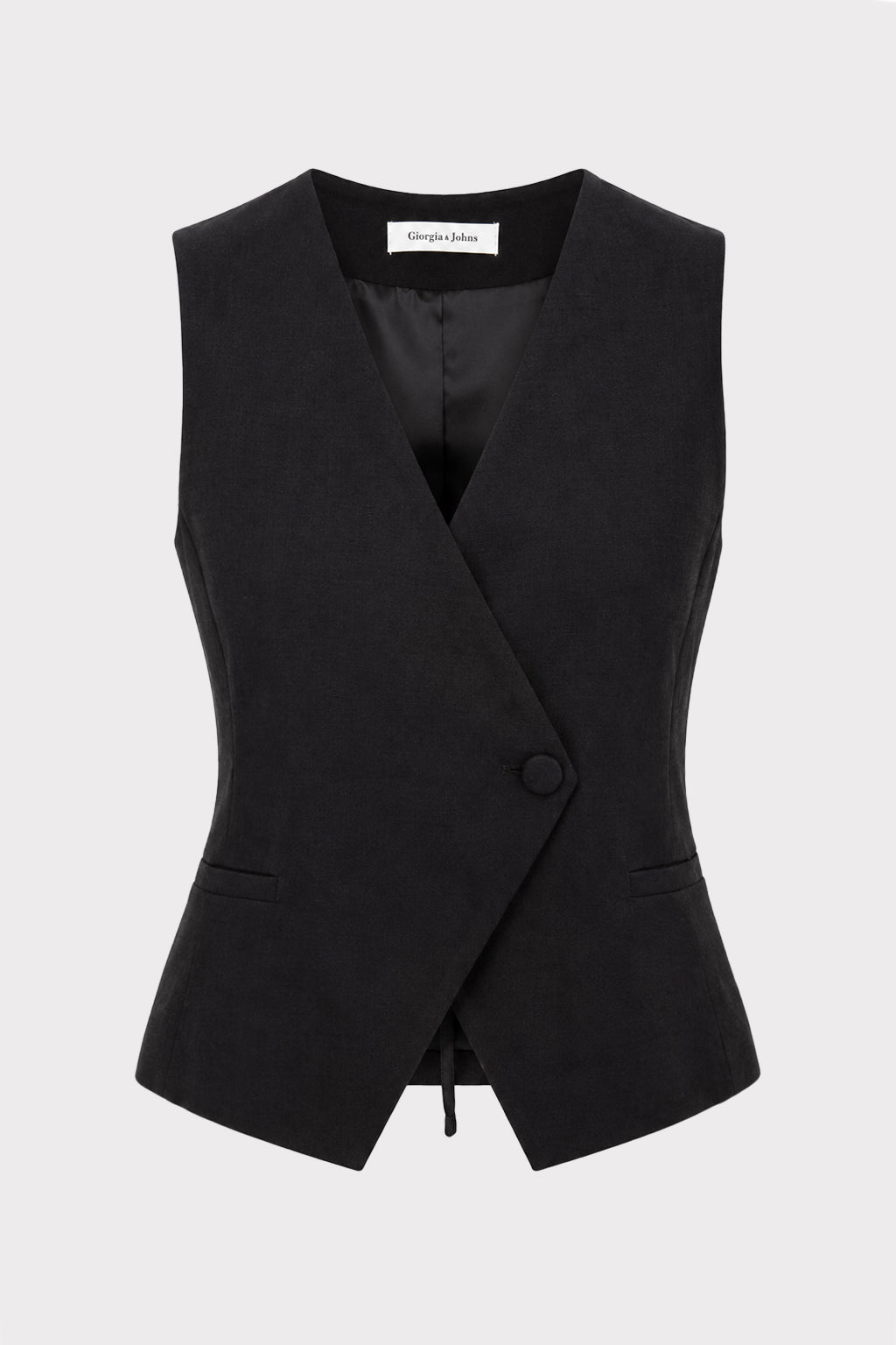 Gilet lino asimmetrico
