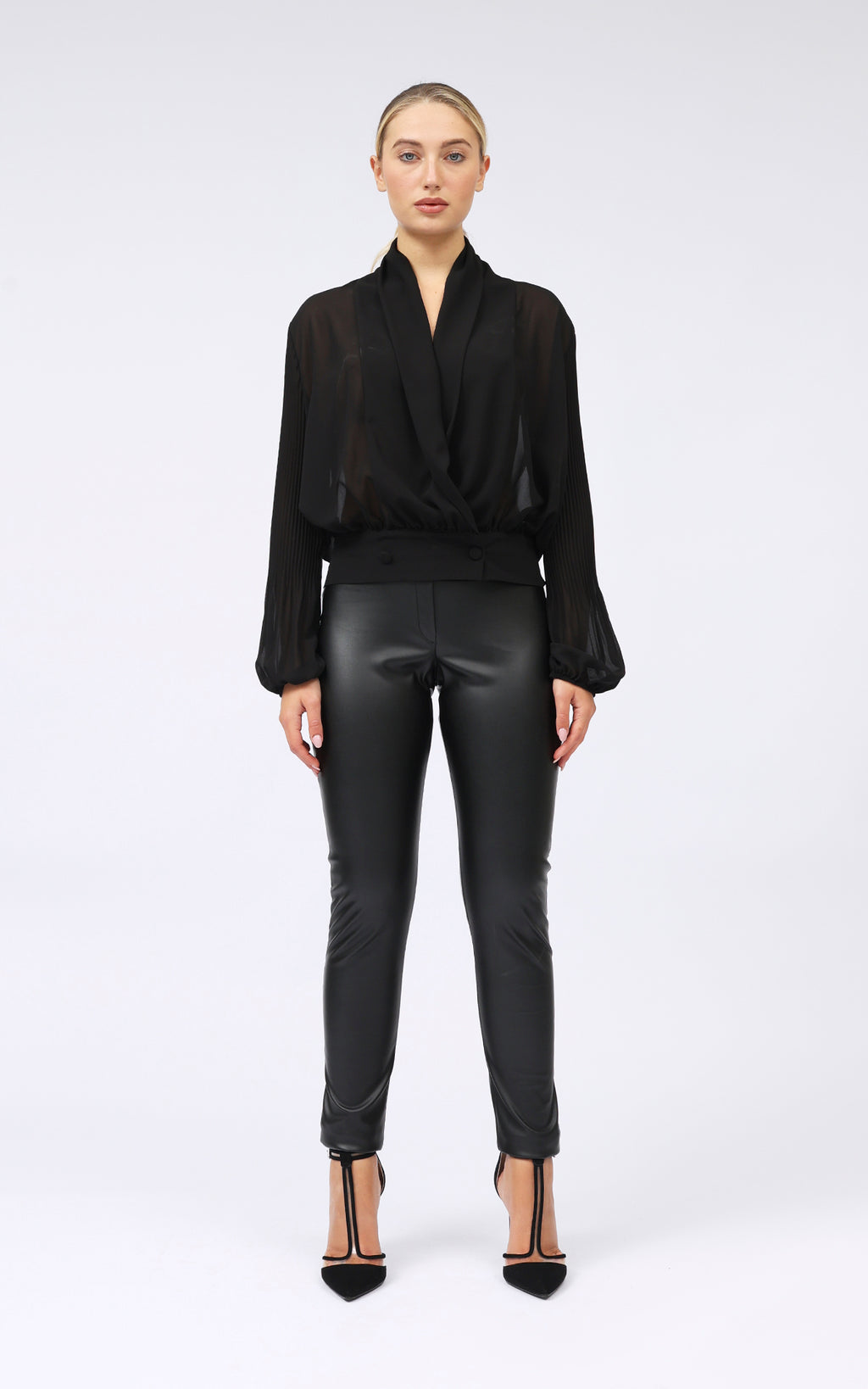 Blusa collo scialle