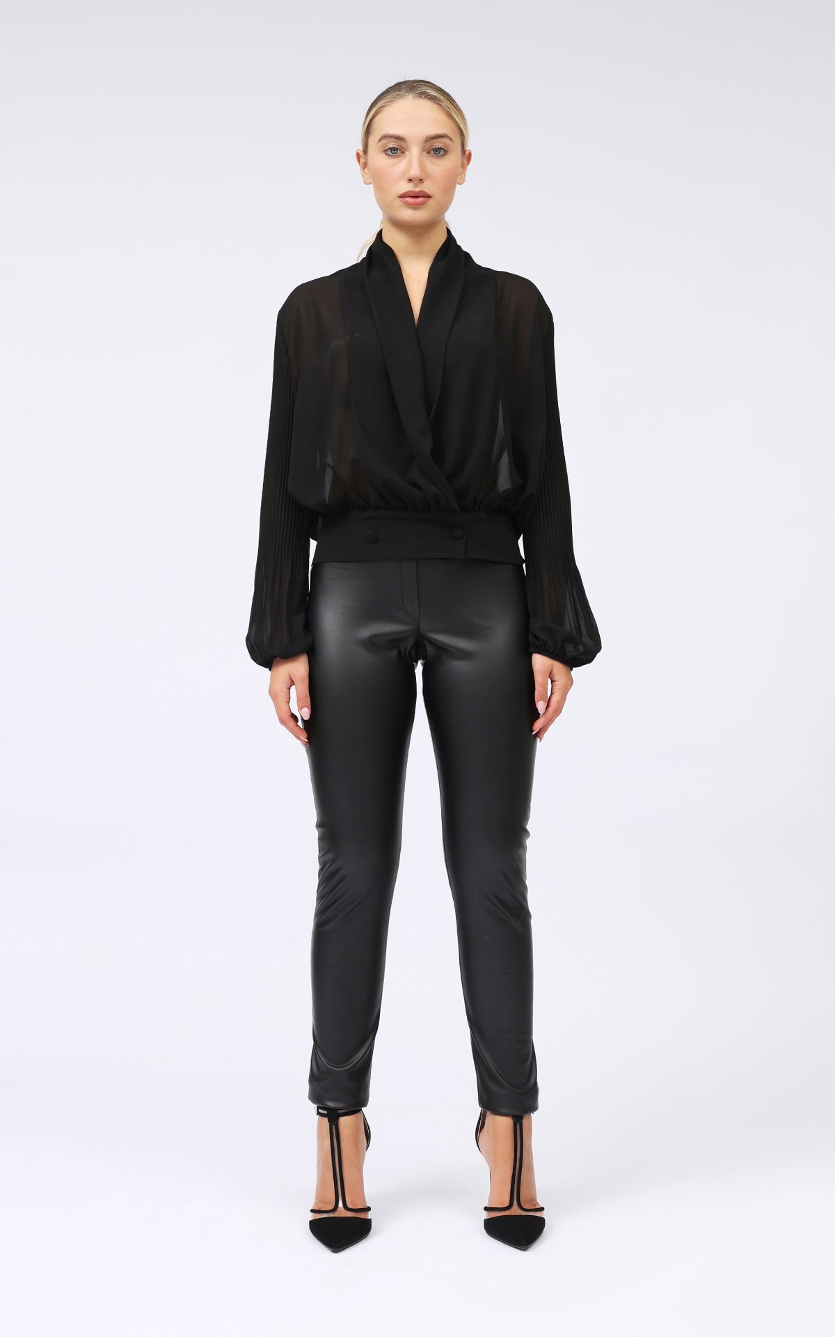 Blusa collo scialle