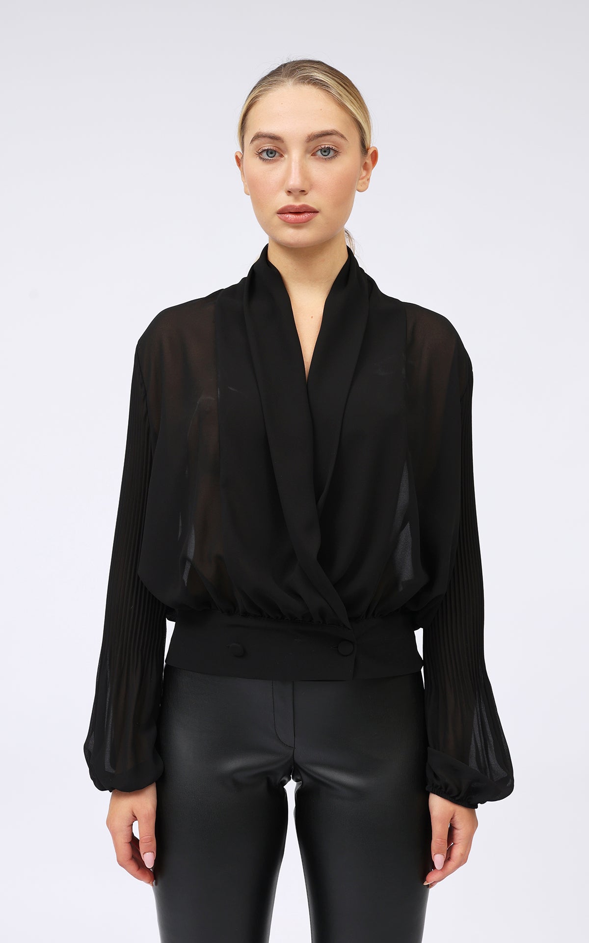 Blusa collo scialle