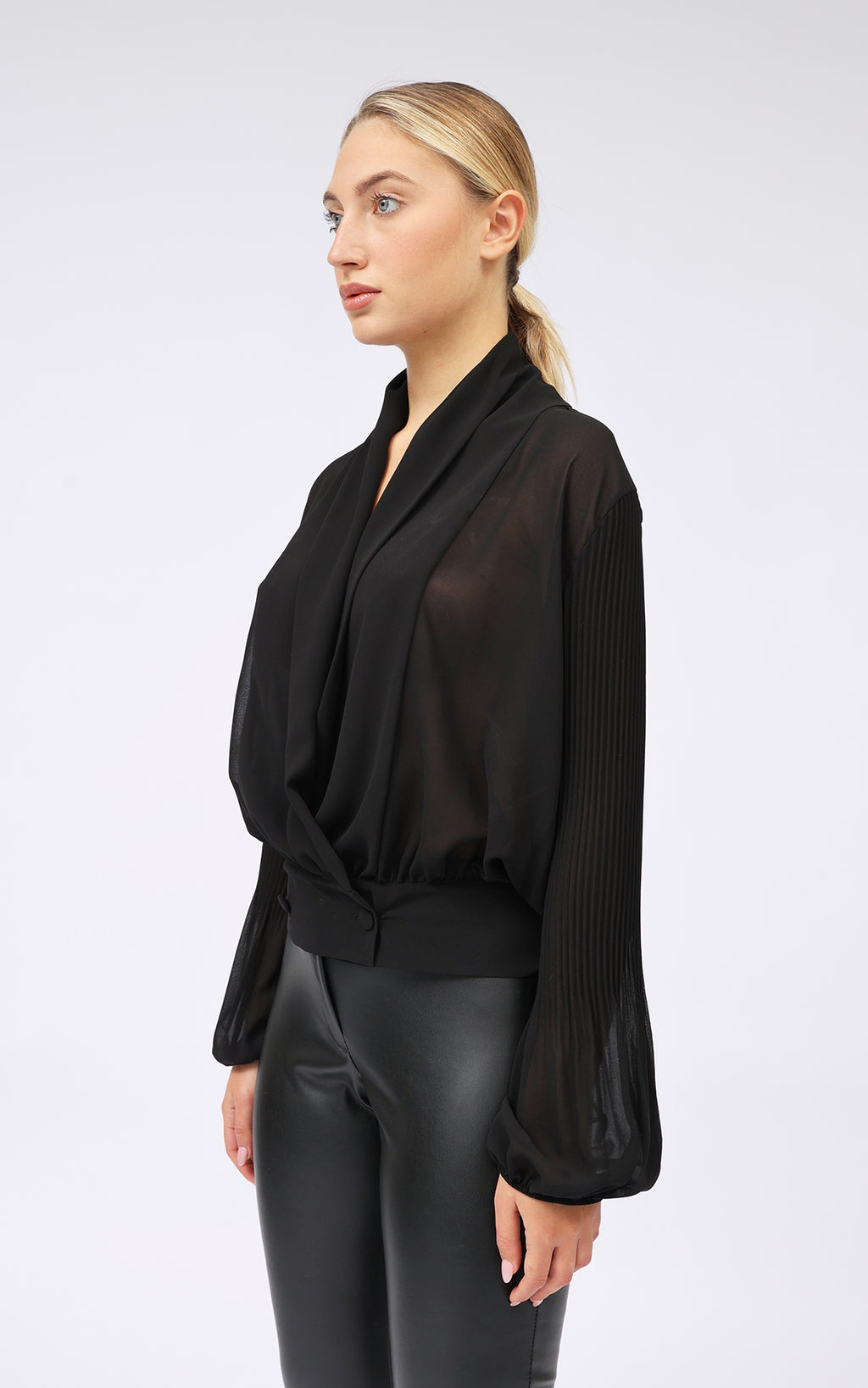 Blusa collo scialle