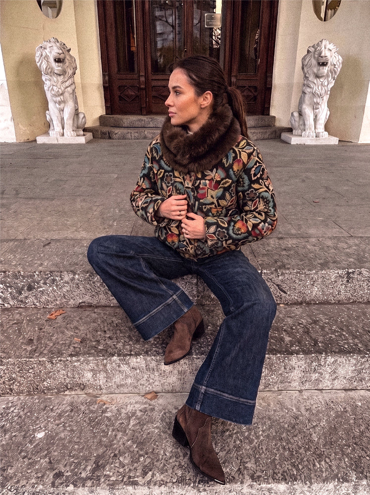 Giacca bomber tessuto broccato