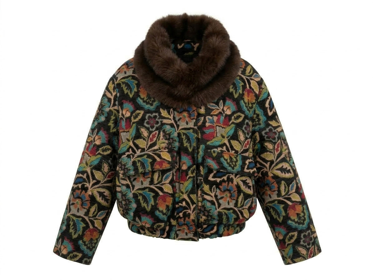 Giacca bomber tessuto broccato