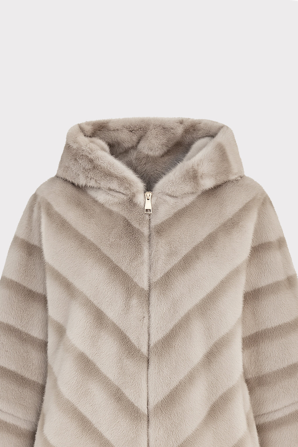 Cappotto con cappuccio in eco-pelliccia