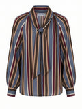 Camicia stampa riga con fiocco