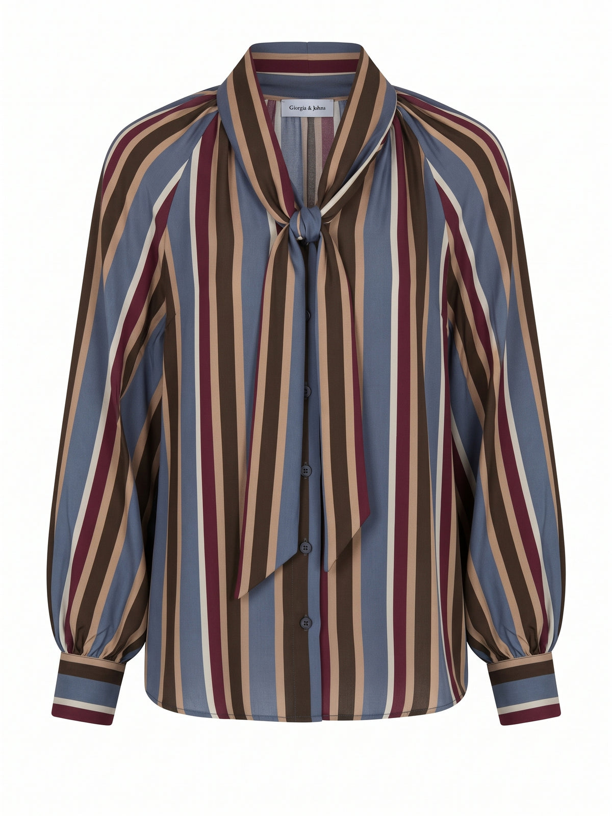 Camicia stampa riga con fiocco