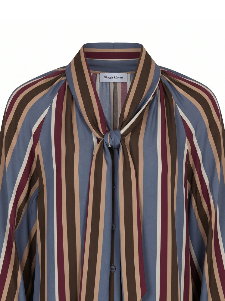 Camicia stampa riga con fiocco