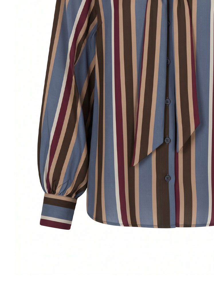 Camicia stampa riga con fiocco