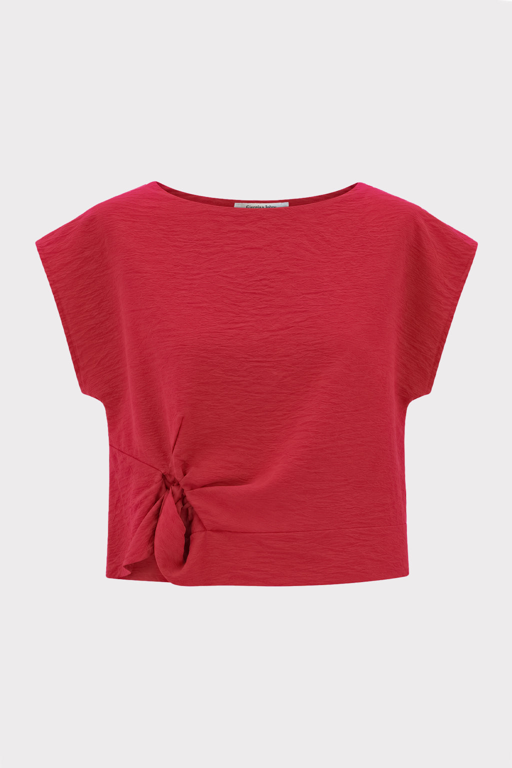 Blusa smanicata con nodo