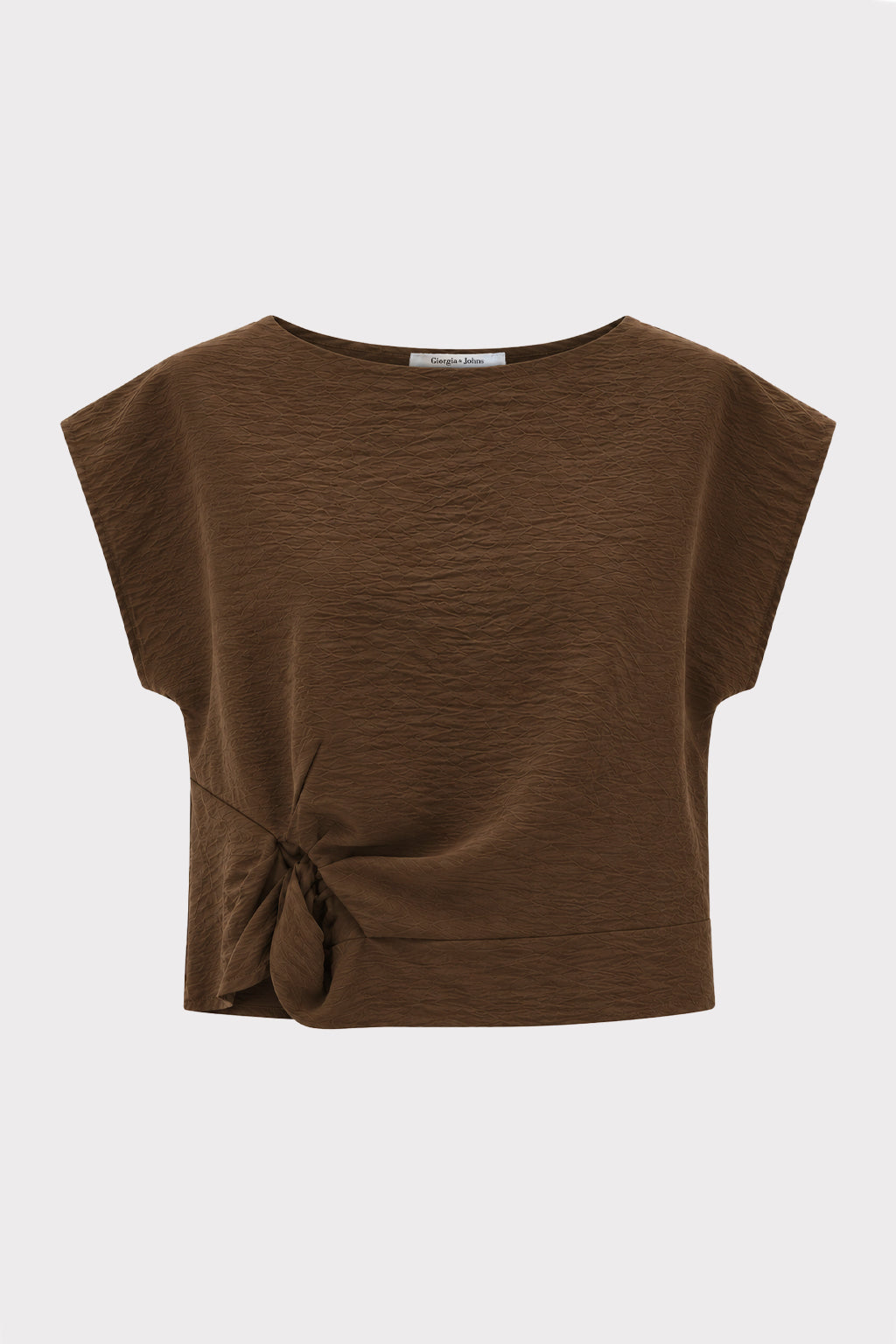 Blusa smanicata con nodo
