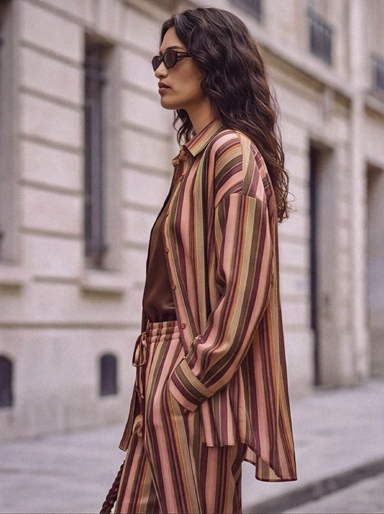 Camicia over riga multicolor