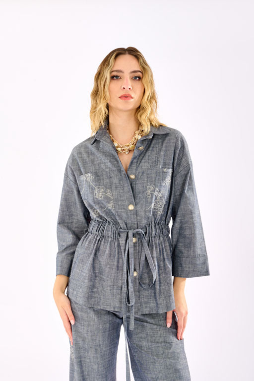 Giacca safari chambray