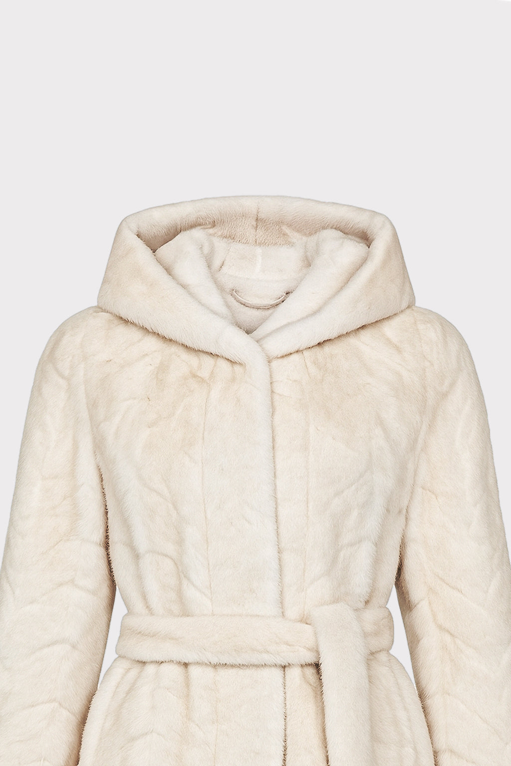 Cappotto corto con cappuccio e cintura