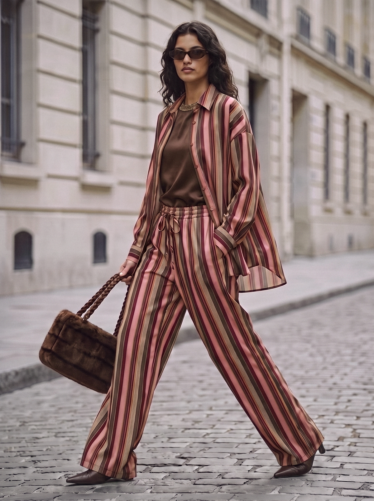 Pantaloni palazzo riga multicolor