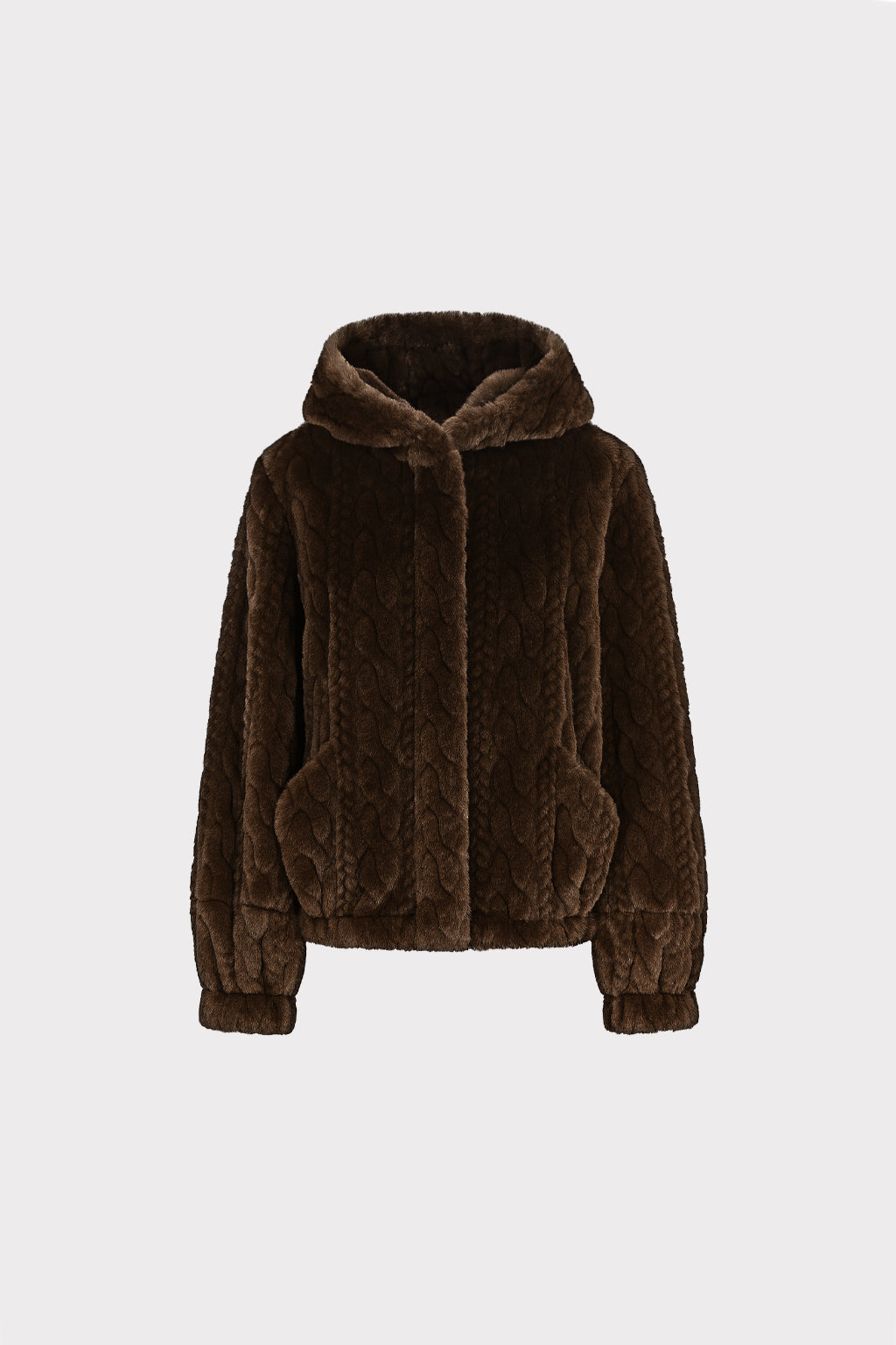 Giacca in eco-pelliccia con cappuccio