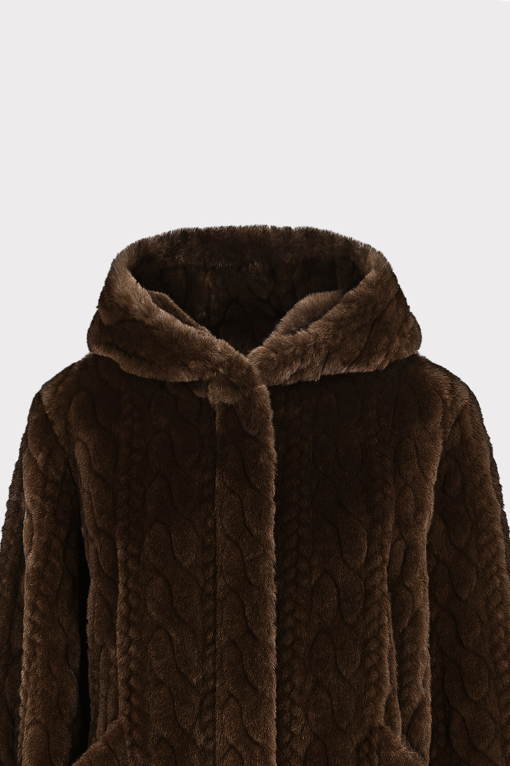 Giacca in eco-pelliccia con cappuccio