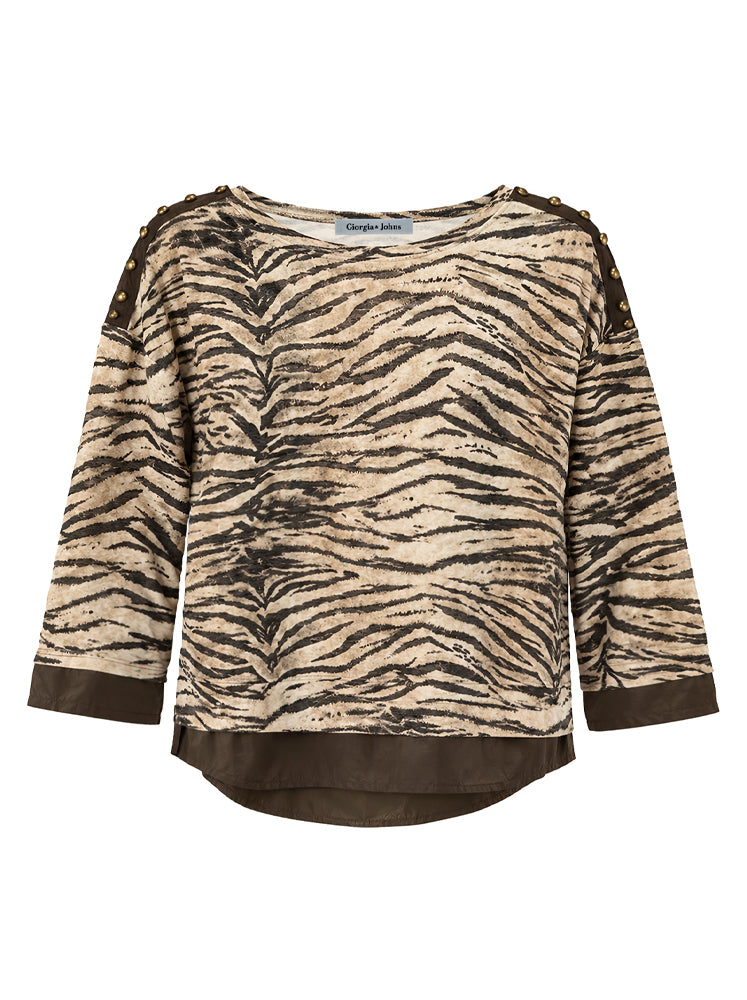 Felpa stampa zebra con borchie