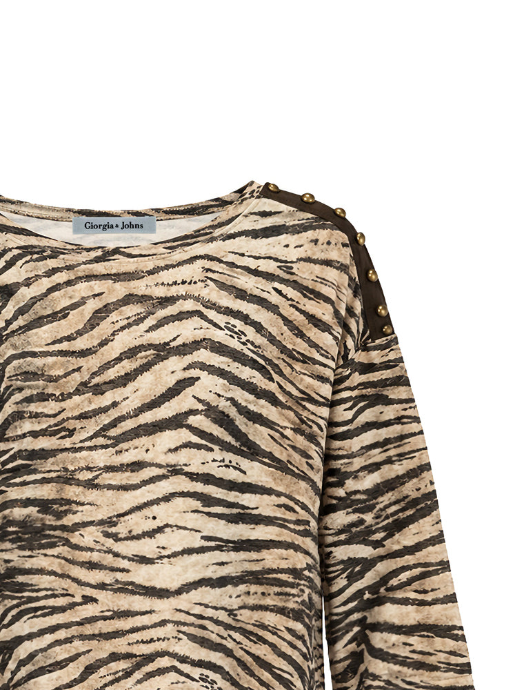 Felpa stampa zebra con borchie
