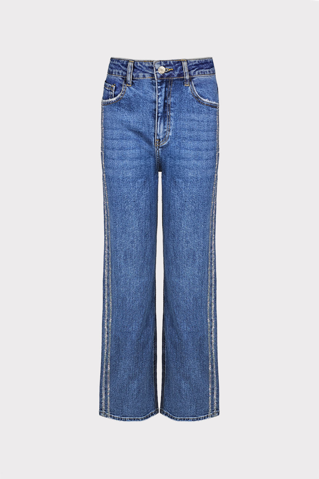 Jeans banda strass