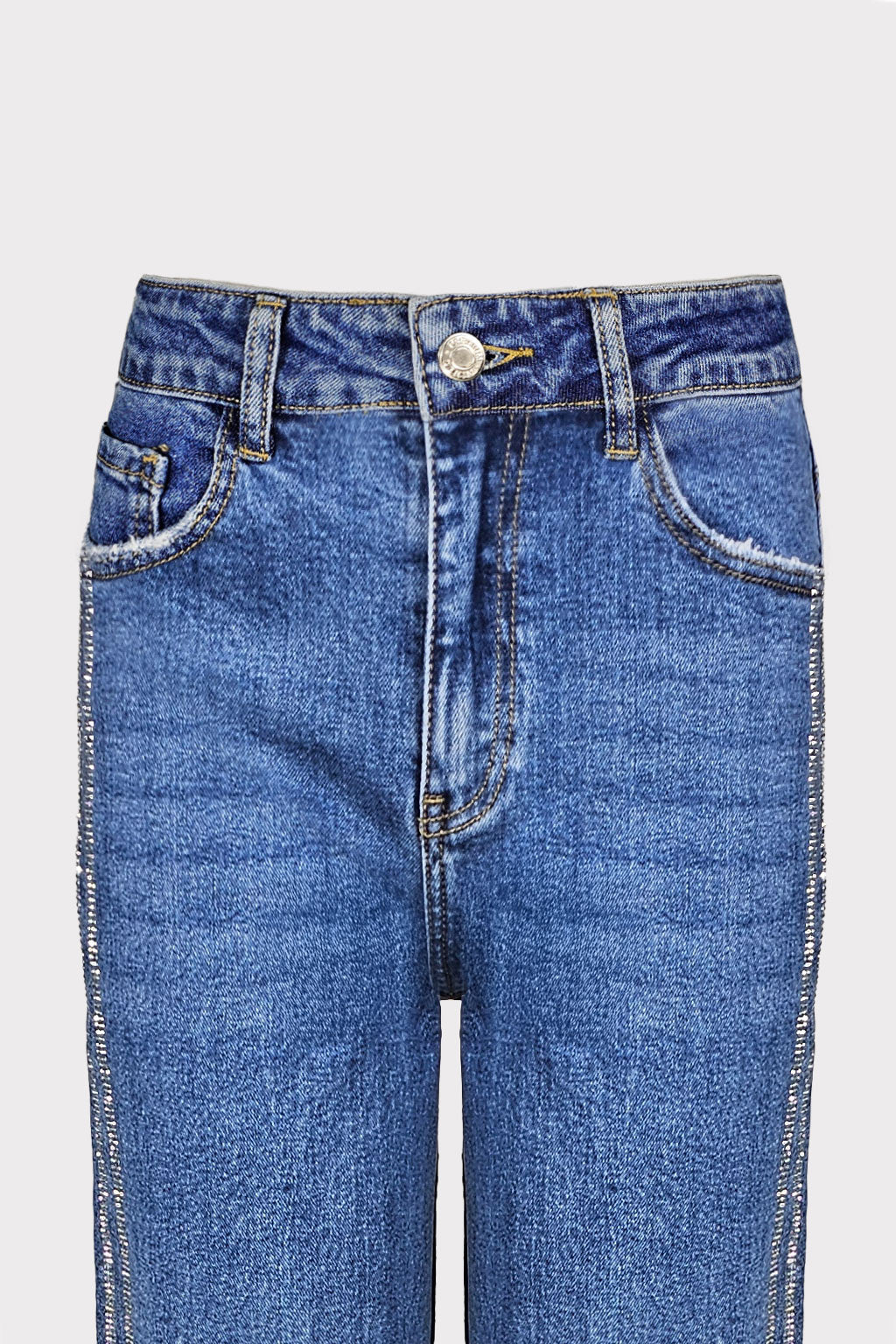 Jeans banda strass