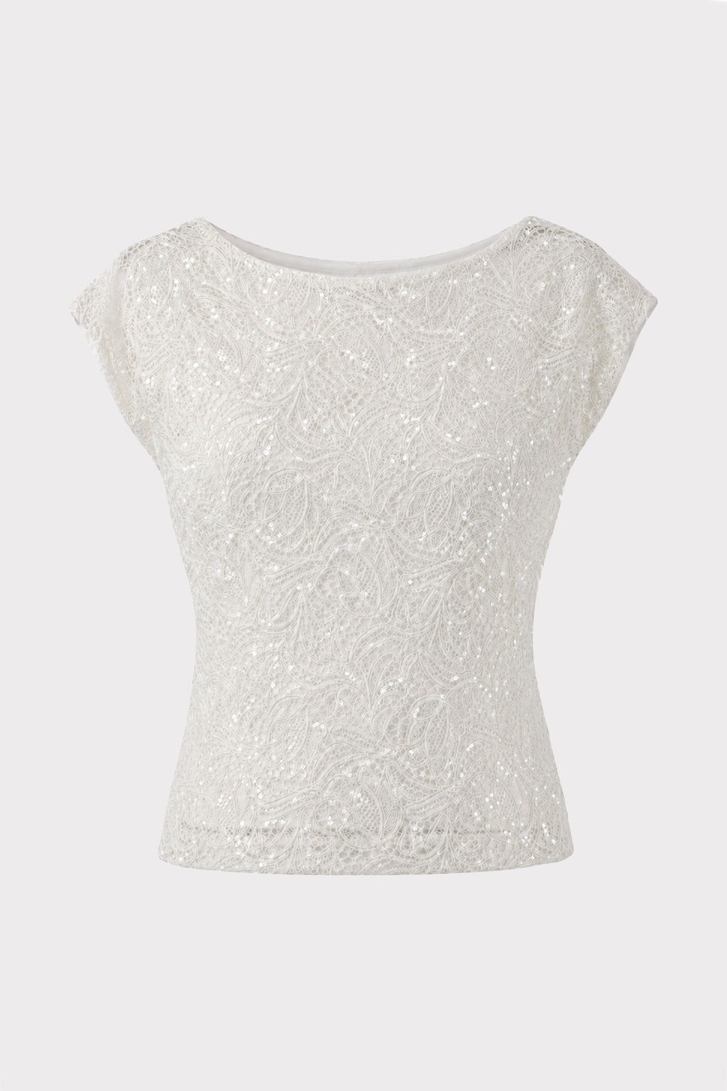 Top smanicato pizzo traforato