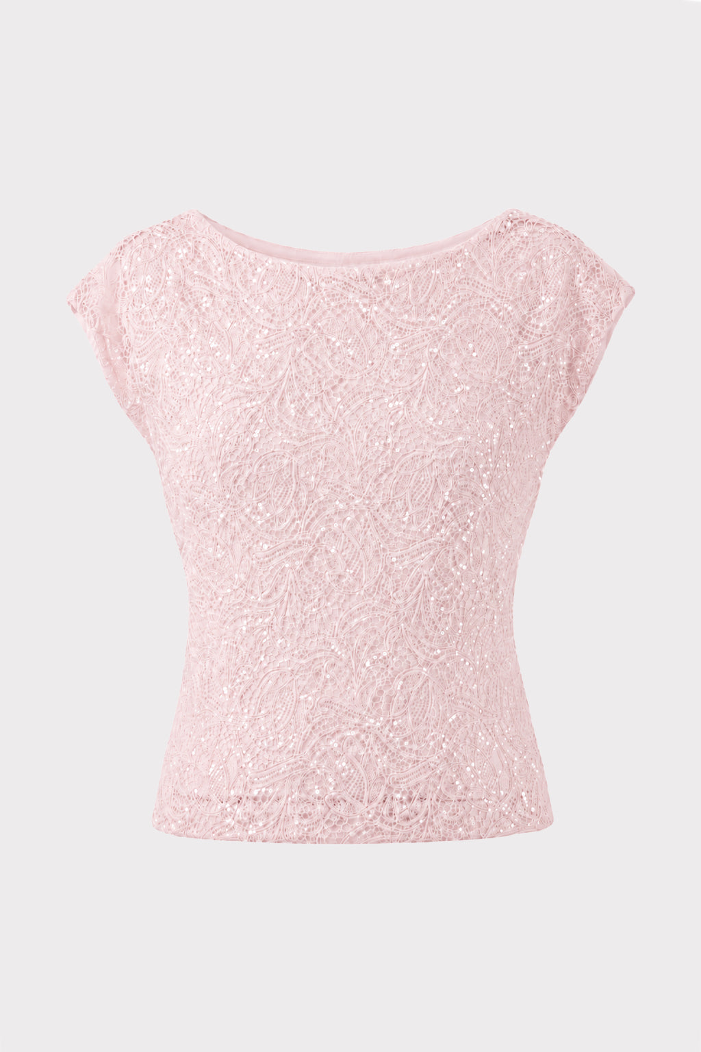 Top smanicato pizzo traforato