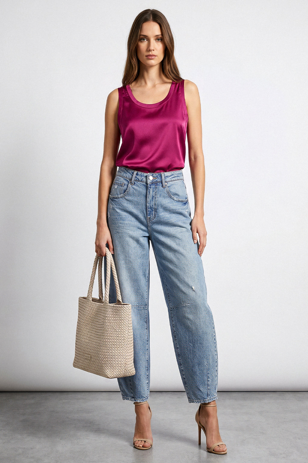 Top smanicato satin