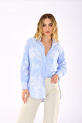 Camicia riga e stampa fiore